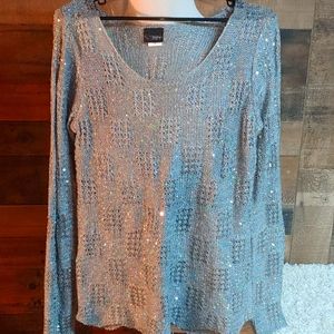 Women's gray sequin sweater size medium